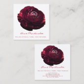 Burgandy Pink Flower Square Visitekaartje (Voorkant / Achterkant)
