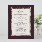 Burgandy Velvet Look Custom Wedding Menu (Staand voorkant)