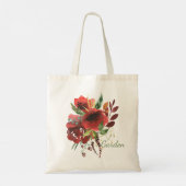 Burgandy Waterverf Floral Tote Bag (Achterkant)
