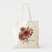Burgandy Waterverf Floral Tote Bag (Voorkant)