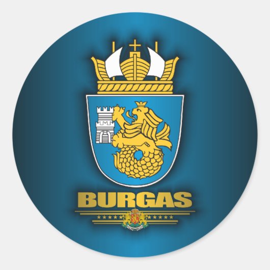 Burgas COA Ronde Sticker (Voorkant)