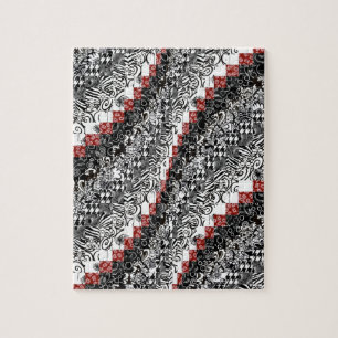 Burgello Quilt Pattern past Red Black aan Legpuzzel