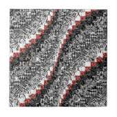 Burgello Quilt Pattern past Red Black aan Tegeltje (Voorkant)