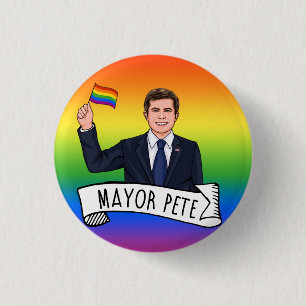 Burgemeester Pete Pride Ronde Button 3,2 Cm