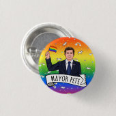Burgemeester Pete Pride Ronde Button 3,2 Cm (Voorkant /achterkant)