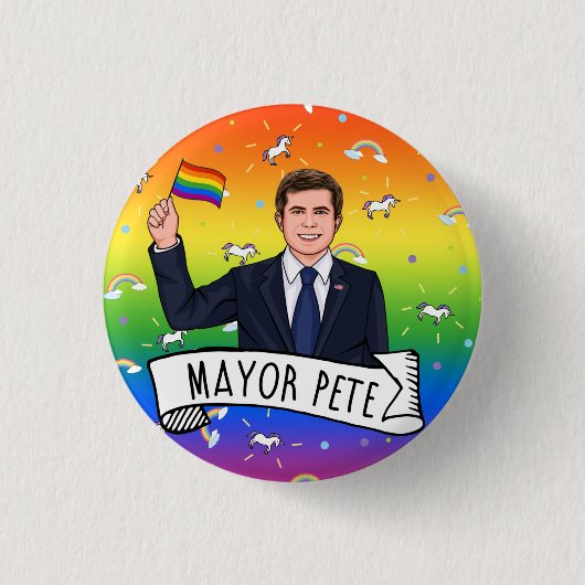 Burgemeester Pete Pride Ronde Button 3,2 Cm (Voorkant)