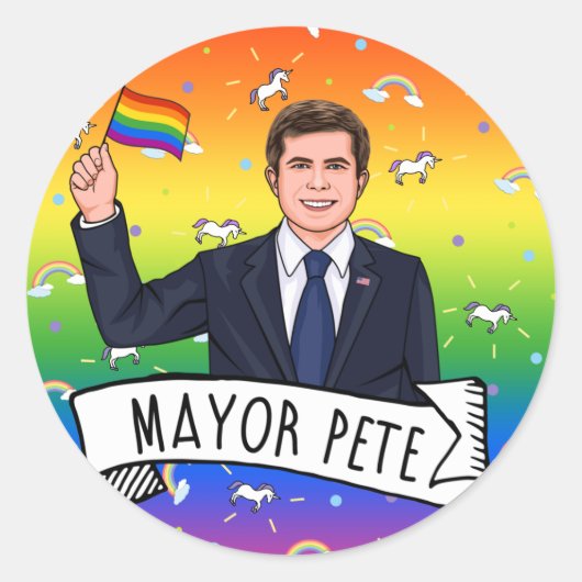Burgemeester Pete Trots Ronde Sticker (Voorkant)