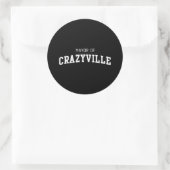 Burgemeester van Crazyville Ronde Sticker (Tas)