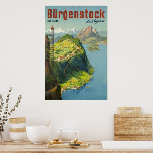 Bürgenstock bei Luzern, Zwitserland,Reisposter Poster (Keuken)