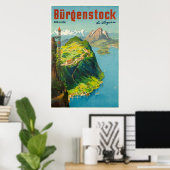 Bürgenstock bei Luzern, Zwitserland,Reisposter Poster (Thuiskantoor)