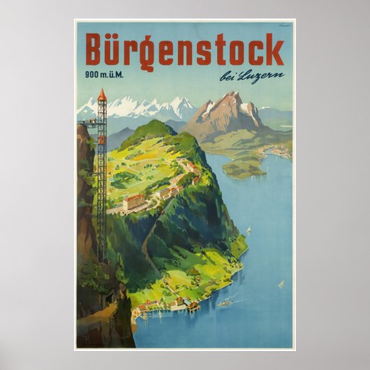 Bürgenstock bei Luzern, Zwitserland,Reisposter Poster (Voorkant)