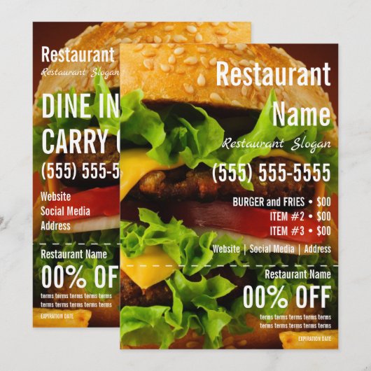 Burger 5x7 brochure kaart (Voorkant / Achterkant)