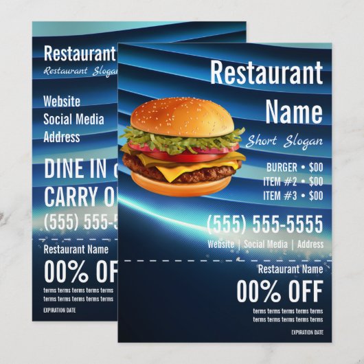 Burger 5x7 Flyer Kaart (Voorkant / Achterkant)