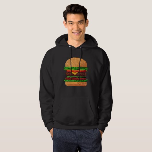 Burger 8 bit Retro Pixel ByteGrilled Cheeseburger  Hoodie (Voorkant volledig)
