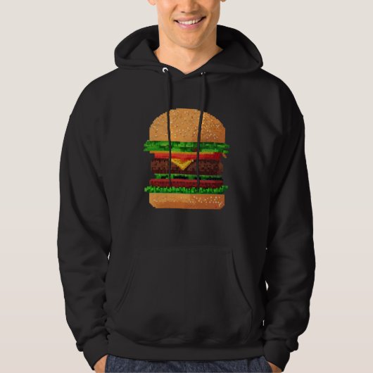 Burger 8 bit Retro Pixel ByteGrilled Cheeseburger  Hoodie (Voorkant)