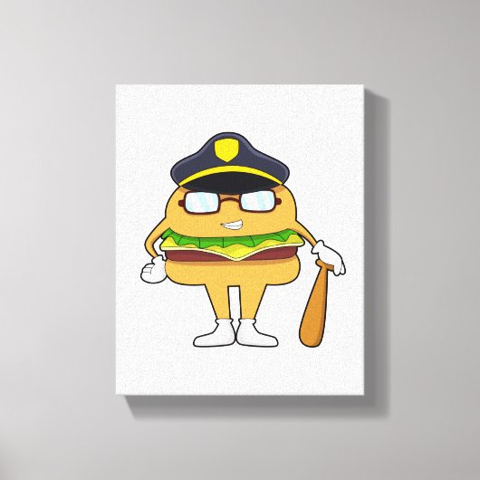 Burger als politieagent met pet van politie canvas afdruk (Voorkant)