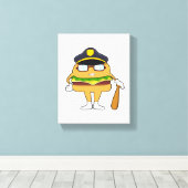 Burger als politieagent met pet van politie canvas afdruk (Insitu (Houten vloer))
