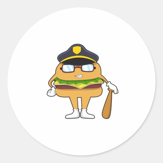Burger als politieagent met pet van politie ronde sticker (Voorkant)