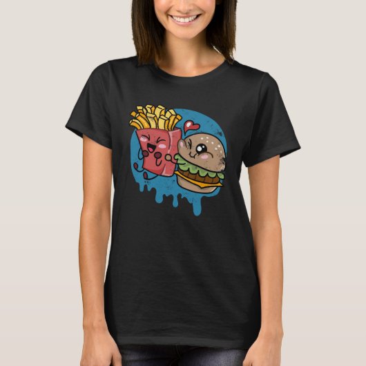 Burger And Fries Bestfriends Perfect Combo Grilled T-shirt (Voorkant)