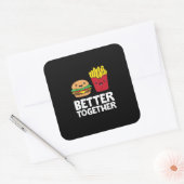 Burger And Fries Better Together Playful Graphic S Vierkante Sticker (Envelop)