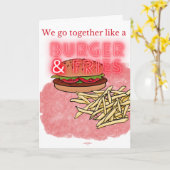 Burger and Fries Valentine's Day Card Kaart (Gele Bloem)