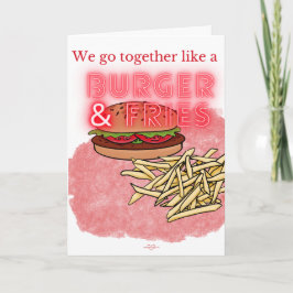 Burger and Fries Valentine's Day Card Kaart