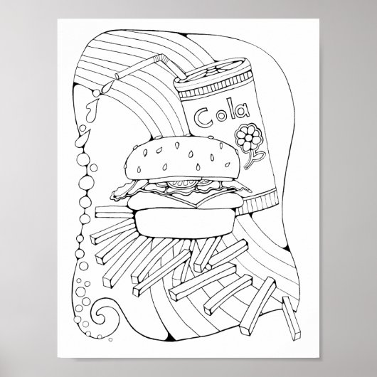 Burger Art Kleurplaat Art Poster (Voorkant)