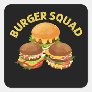 Burger Art voor mannen Hamburger Cheeseburger Vierkante Sticker