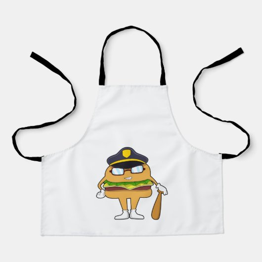 Burger as Police officer with Police hat Schort (Voorkant)