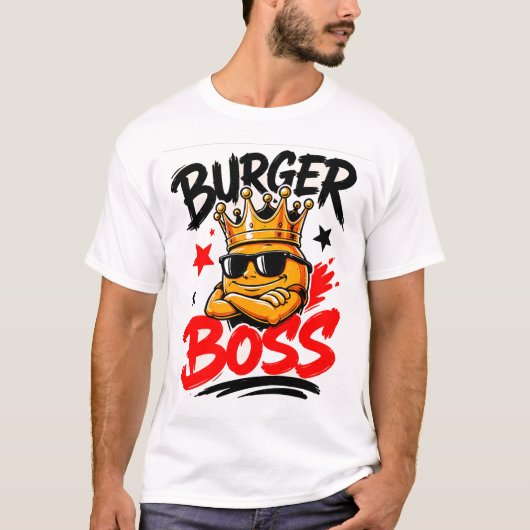 🍔 Burger Baas Creatief Restaurant Manager 👑 T-shirt (Voorkant)