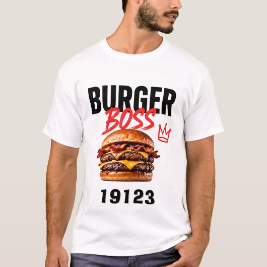 🍔 Burger Baas Fast Food Restaurant Manager 👑 T-shirt (Voorkant)