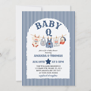 Burger Baby-Q Blauwe Jongen Baby Shower Kaart