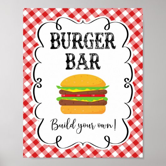 Burger Bar Red Gingham I Do BBQ Poster (Voorkant)