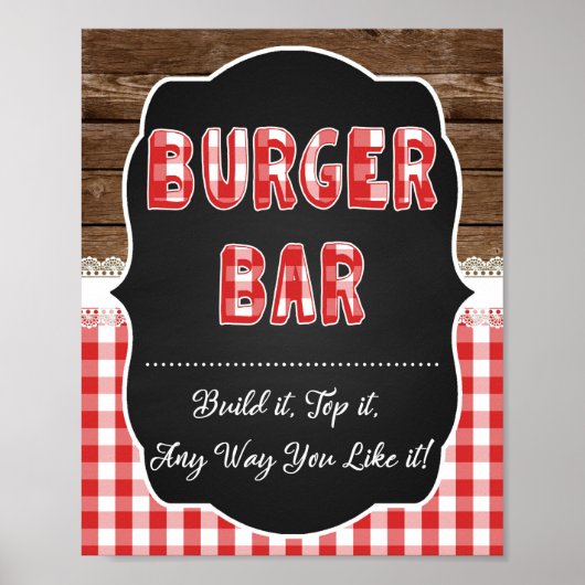 Burger Bar Sign - Red Baby Q Poster (Voorkant)