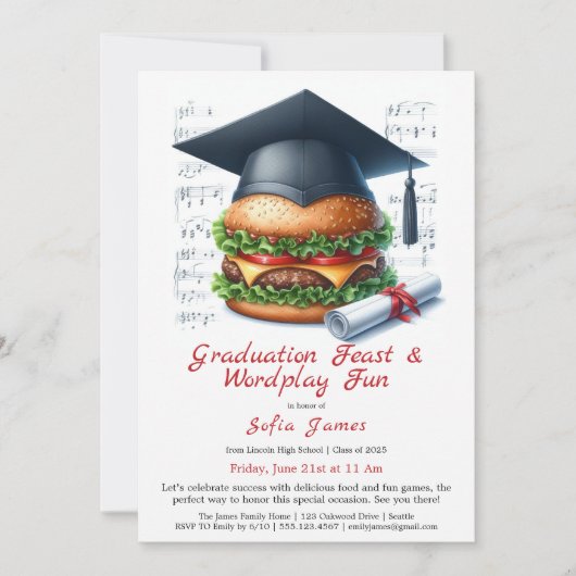 Burger Bash Graduation Celebration Invitation Kaart (Voorkant)