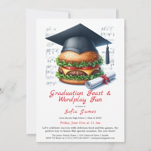 Burger Bash Graduation Celebration Invitation Kaart (Voorkant)