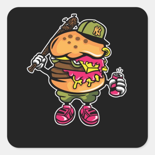 Burger Bastard Vierkante Sticker (Voorkant)