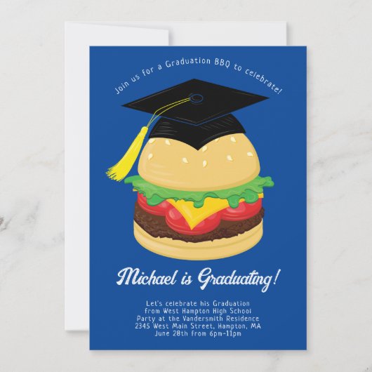 Burger BBQ Graduation Party Invitation Kaart (Voorkant)