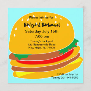 Burger BBQ Party Invitation Kaart