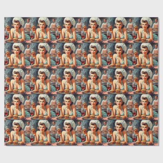  Burger BBQ Vrouw Cadeaupapier (Vlak)