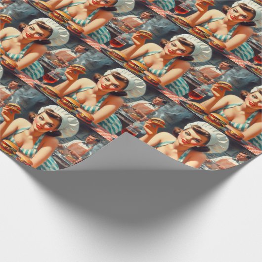 Burger BBQ Vrouw Cadeaupapier (Hoek)