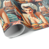 Burger BBQ Vrouw Cadeaupapier (Rol Hoek)