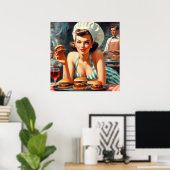 Burger BBQ Vrouw Poster (Thuiskantoor)