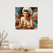 Burger BBQ Vrouw Poster (Keuken)