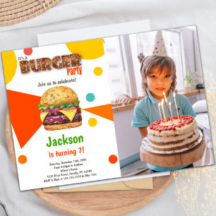 Burger Birthday Invitations met foto Kaart