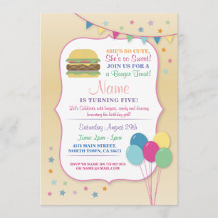 Burger Birthday Party Any Age Birthday Invite Kaart