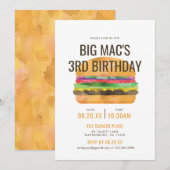 Burger Birthday Party Kaart (Voorkant / Achterkant)