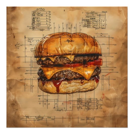 Burger Blueprint Foto Afdruk (Voorkant)