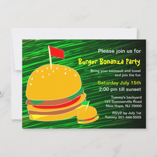 Burger Bonanza Party Invitation Kaart (Voorkant)