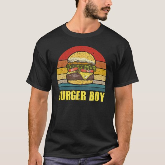 Burger Boy Cheeseburger Hamburger Lover Retro Vin T-shirt (Voorkant)